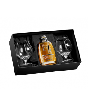 Bonollo - Grappa di Amarone Barrique + Coppia di Bicchieri in Cristallo di Boemia - Confezione Regalo